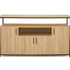 Buffet 140 cm DETROIT 4 portes avec niche design industriel