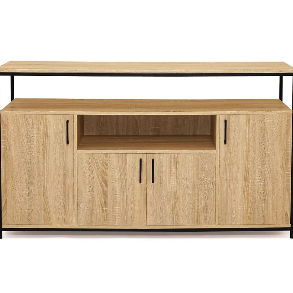 Buffet 140 cm DETROIT 4 portes avec niche design industriel