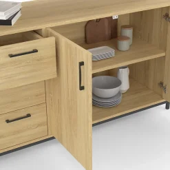 Buffet 180 cm DETROIT XXL 4 portes et tiroirs design industriel