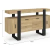 Buffet 140 cm PHOENIX 4 portes bois et noir