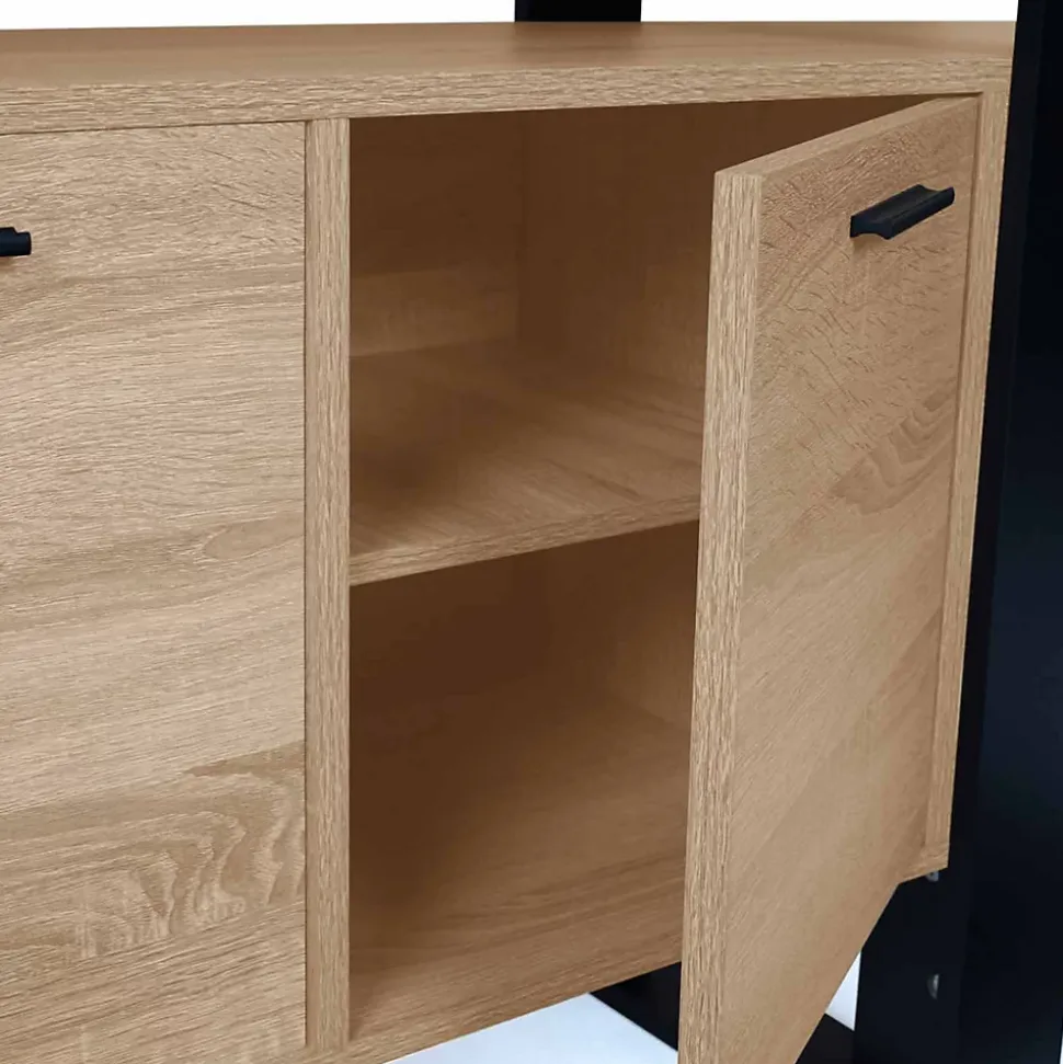 Buffet 160 cm PHOENIX XXL 4 portes bois et noir
