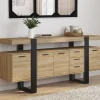 Buffet 180 cm PHOENIX XXL 4 portes avec 3 tiroirs bois et noir