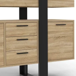Buffet 180 cm PHOENIX XXL 4 portes avec 3 tiroirs bois et noir