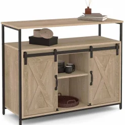 Buffet 100 cm QUEBEC 2 portes grange coulissantes design industriel