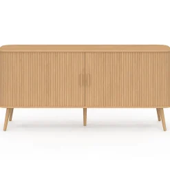 Buffet 160 cm ROMIE XXL effet lattes 2 portes coulissantes
