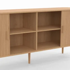 Buffet 160 cm ROMIE XXL effet lattes 2 portes coulissantes