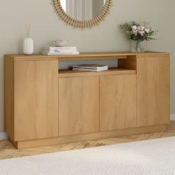 Buffet 160 cm SERENA 4 portes avec niche centrale effet bois