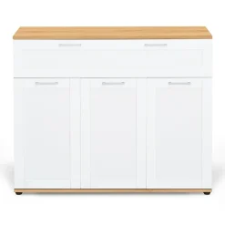 Buffet 100 cm VITO 3 portes et 1 tiroir blanc et plateau bois