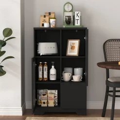 Buffet - Meuble de Rangement Moderne avec Tiroir et Portes en Verre, Buffet en MDF avec Espace ouvert, 65 x 30 x 100 cm, Noir
