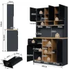 Buffet - Meuble d'Entrée Avec Tiroirs Et Portes, Étagères Réglables Et Niches Ouvertes, MDF - Gris Noir