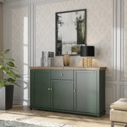 Buffet 3 portes 1 tiroir Martin Vert et Bois