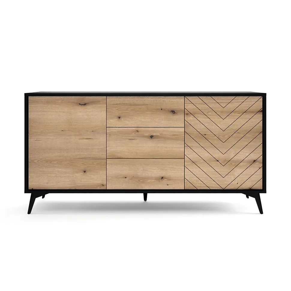 Buffet 2 portes 3 tiroirs 154 cm motif chevrons