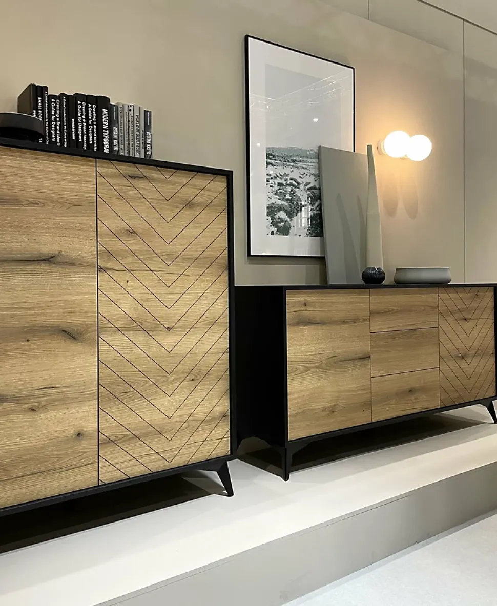 Buffet 2 portes 3 tiroirs 154 cm motif chevrons