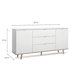 Buffet 2 Portes 3 Tiroirs L180 cm - COPENHAGUE