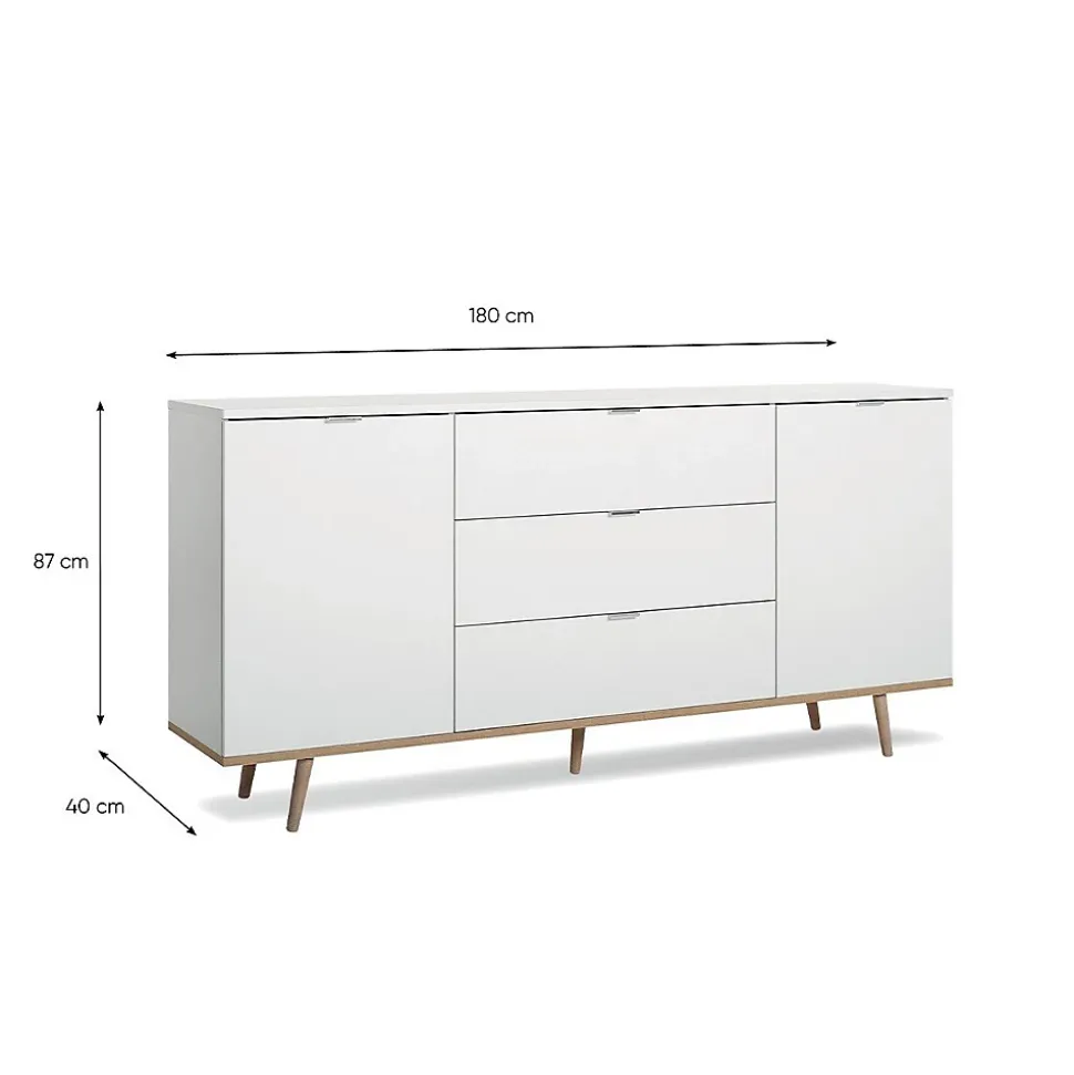 Buffet 2 Portes 3 Tiroirs L180 cm - COPENHAGUE