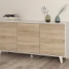 Buffet 3 portes 154 x 41 x 75 cm chêne canadian-blanc brillant