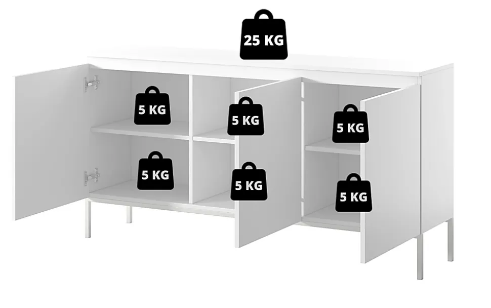 Buffet 3 portes beige 150 cm BEMMI