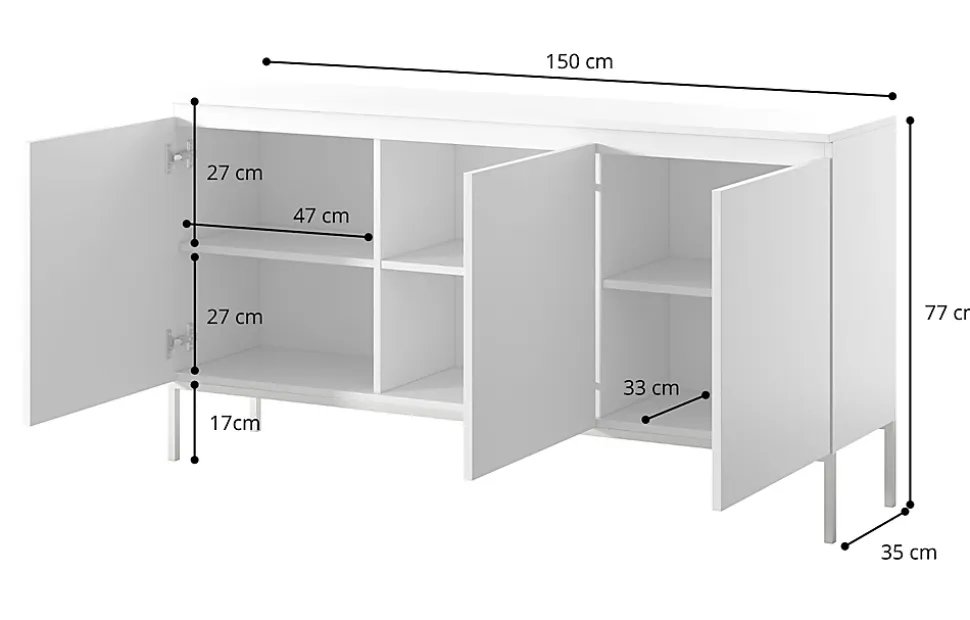 Buffet 3 portes beige 150 cm BEMMI