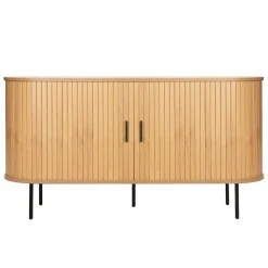 Buffet 2 portes en mélaminé et acier 140 cm beige Oviala