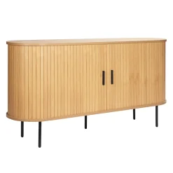 Buffet 2 portes en mélaminé et acier 140 cm beige Oviala