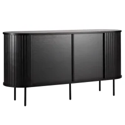 Buffet 2 portes en mélaminé et acier 140 cm noir Oviala