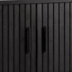 Buffet 2 portes en mélaminé et acier 140 cm noir Oviala