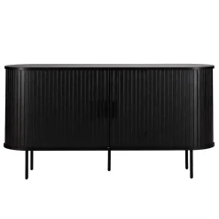 Buffet 2 portes en mélaminé et acier 140 cm noir Oviala