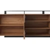 Buffet 4 portes et 4 niches avec LEDs - Naturel clair et Anthracite - IDESIA