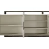 Buffet 4 portes et 4 niches avec LEDs - Beige et Naturel foncé - IDESIA