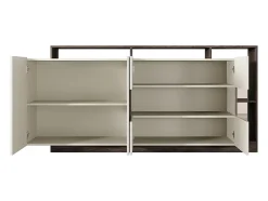 Buffet 4 portes et 4 niches avec LEDs - Beige et Naturel foncé - IDESIA