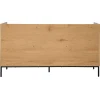 Buffet 2 portes et 3 tiroirs en acier et MDF décor mélaminé beige Oviala