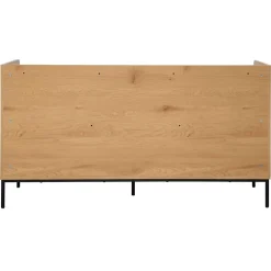 Buffet 2 portes et 3 tiroirs en acier et MDF décor mélaminé beige Oviala