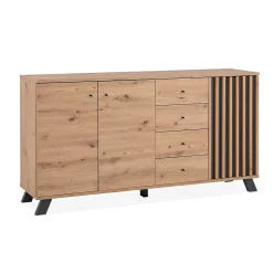 Buffet 3 portes et 4 tiroirs décor chêne artisan L160 cm - LUBLIN