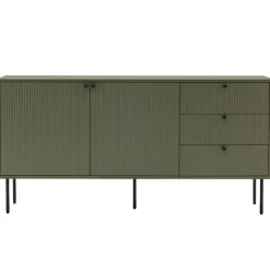 Buffet 2 portes et 3 tiroirs décor mélaminé 150 cm vert olive Oviala