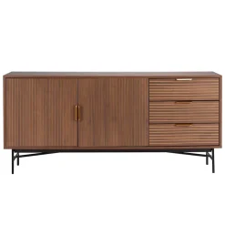 Buffet 2 portes et 3 tiroirs en mélaminé et acier 160 cm marron Oviala
