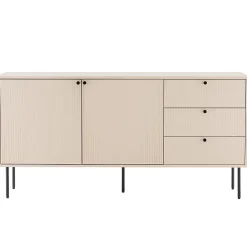 Buffet 2 portes et 3 tiroirs décor mélaminé 150 cm beige Oviala