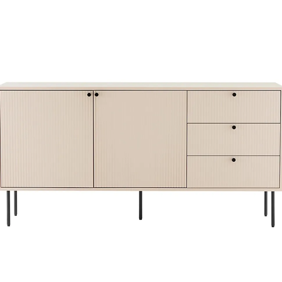 Buffet 2 portes et 3 tiroirs décor mélaminé 150 cm beige Oviala