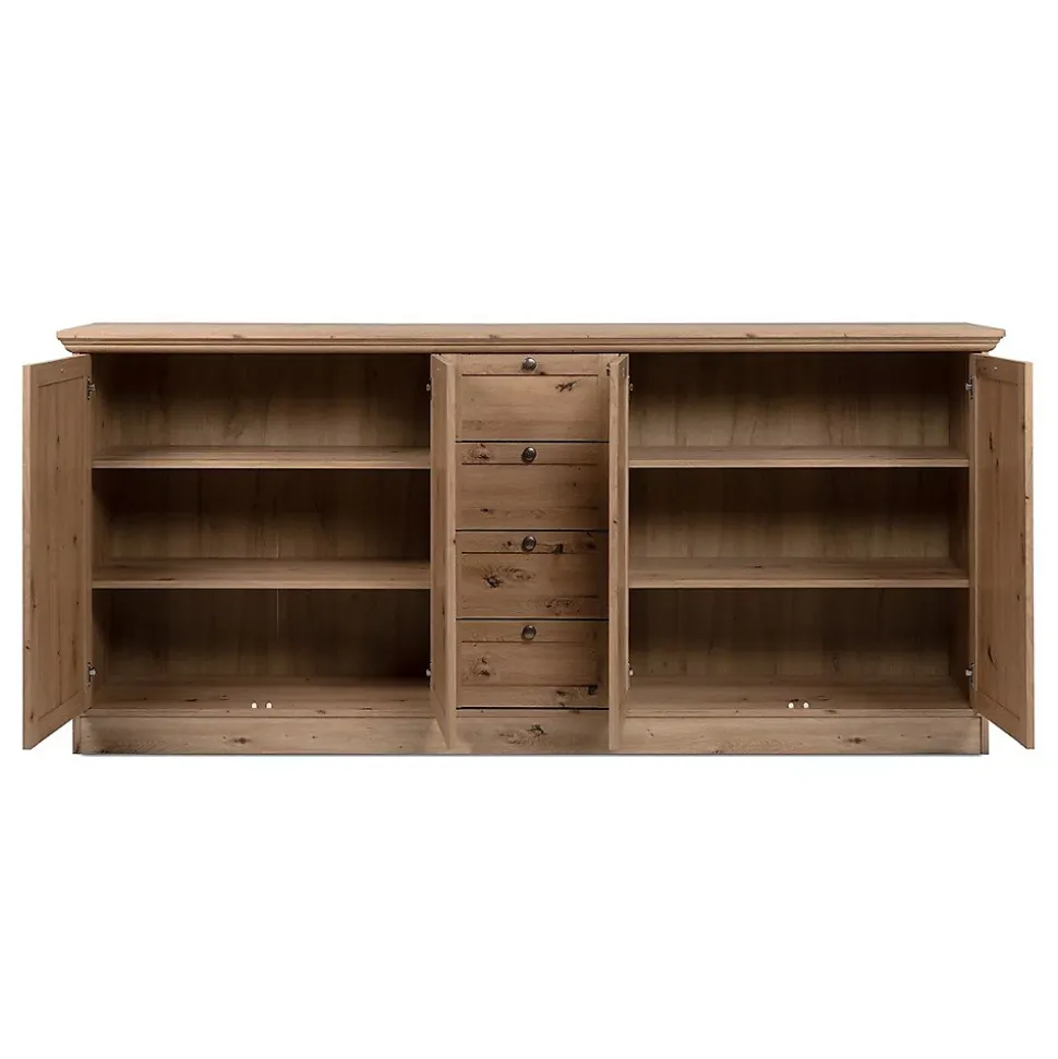 Buffet 4 portes et 4 tiroirs avec poignées en métal L200 cm - TIMBER