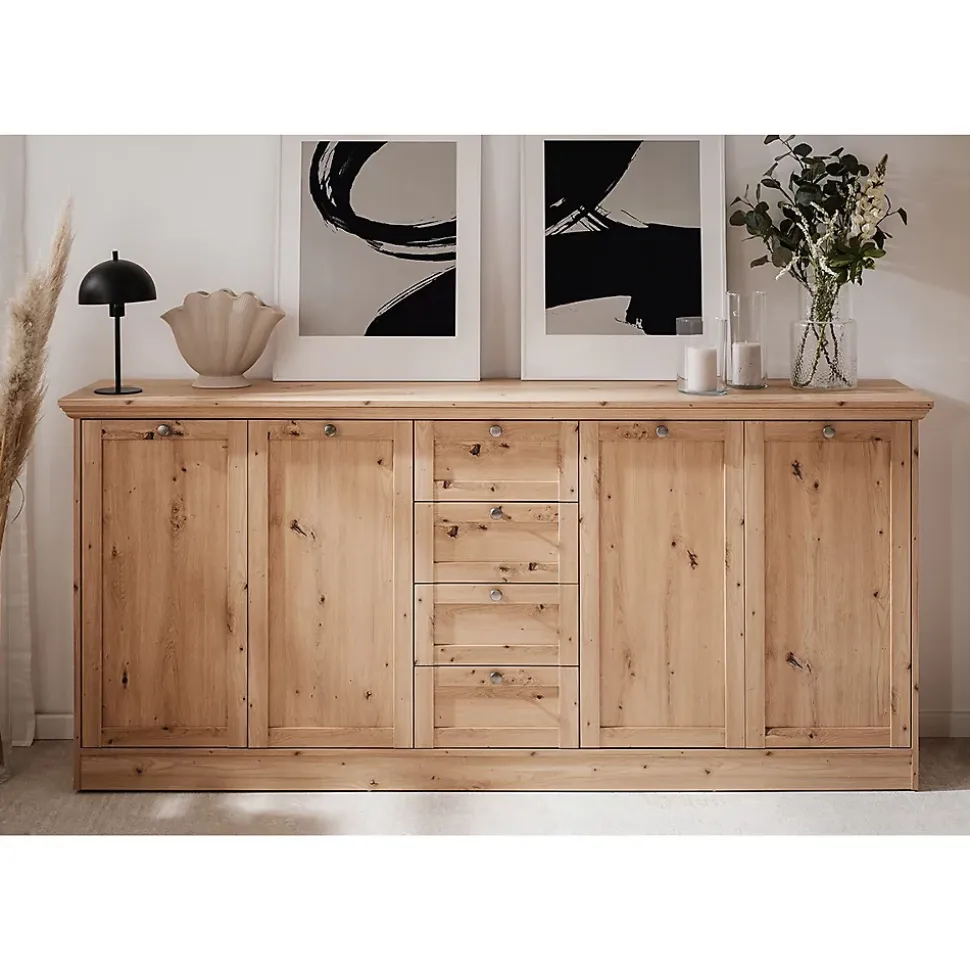 Buffet 4 portes et 4 tiroirs avec poignées en métal L200 cm - TIMBER