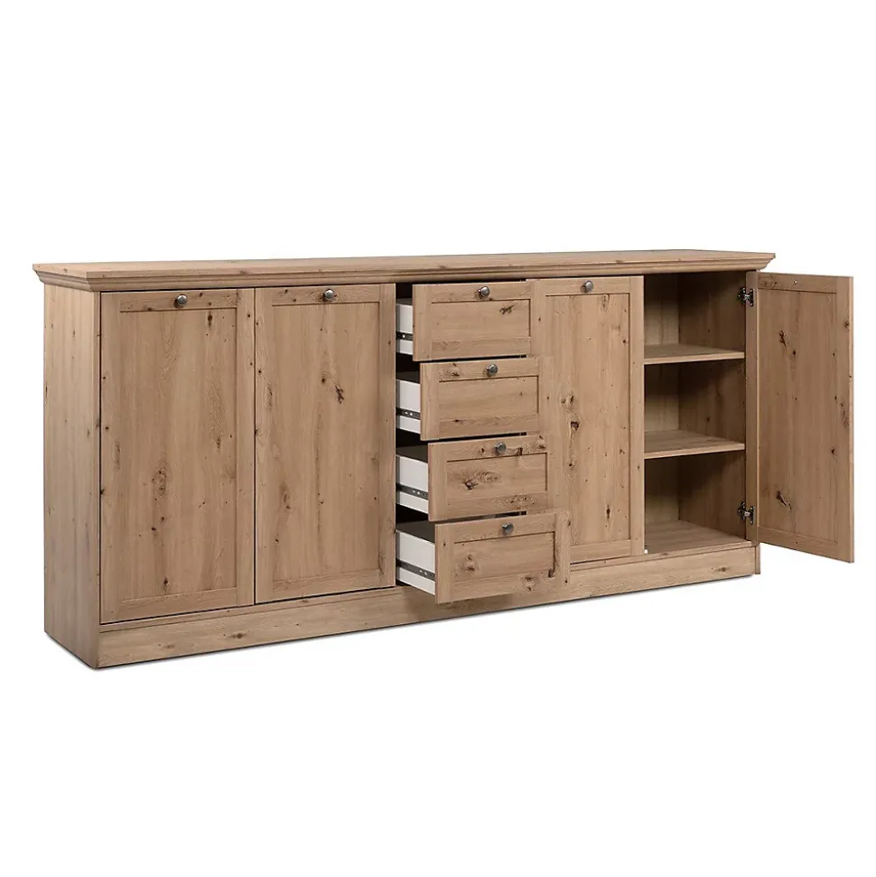 Buffet 4 portes et 4 tiroirs avec poignées en métal L200 cm - TIMBER