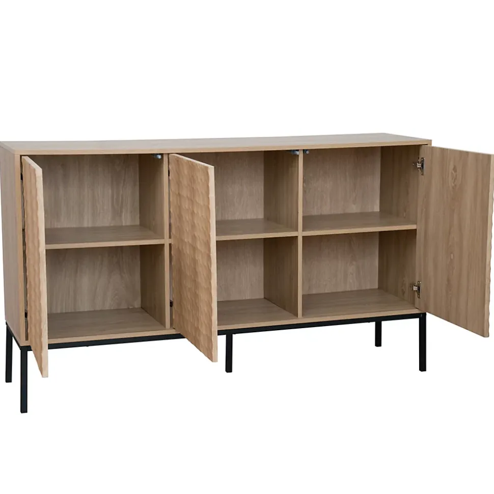 Buffet 3 portes moderne rectangulaire L147 cm bois clair Oviala