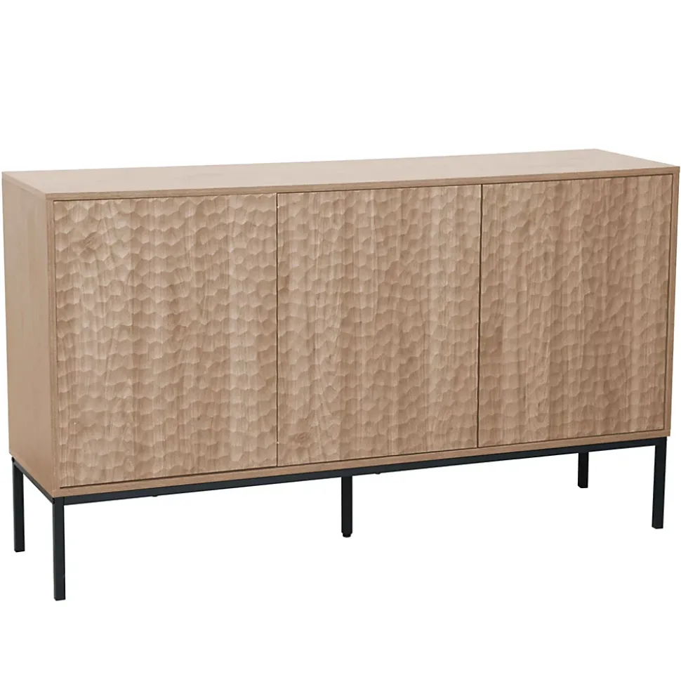 Buffet 3 portes moderne rectangulaire L147 cm bois clair Oviala
