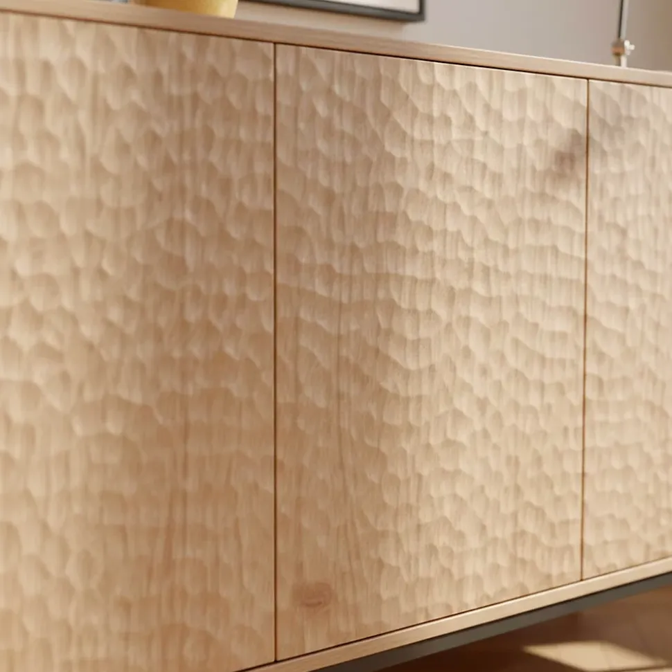 Buffet 3 portes moderne rectangulaire L147 cm bois clair Oviala