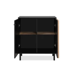 Buffet 2 Portes Noir et Bois L80 cm - MONZA