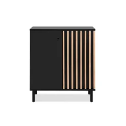 Buffet 2 Portes Noir et Bois L80 cm - MONZA