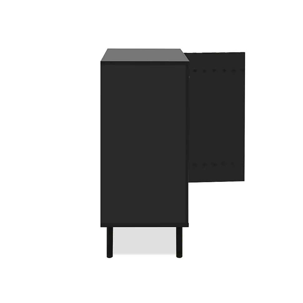 Buffet 2 Portes Noir et Bois L80 cm - MONZA