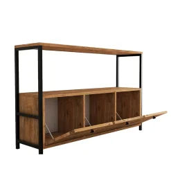 Buffet 3 portes style industriel bois-noir - DRAGOR