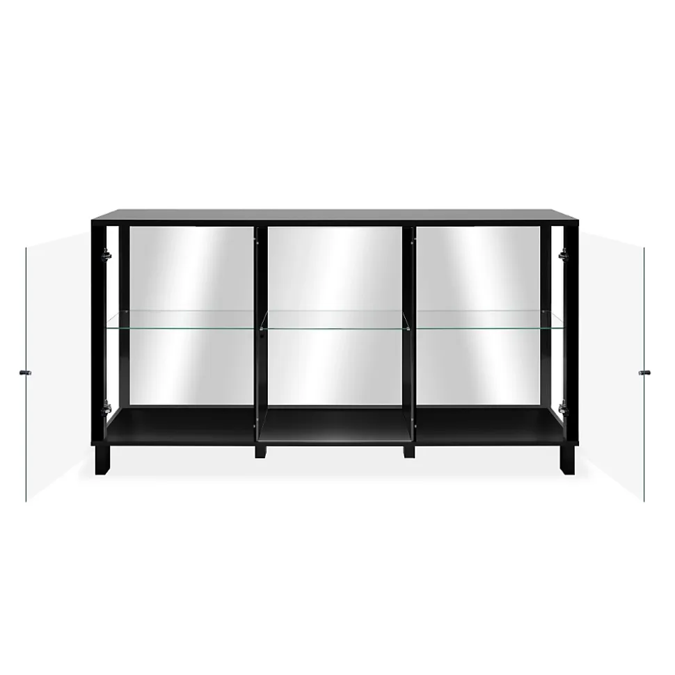 Buffet 3 portes vitrées et 3 étagères en verre L160cm - ALBI