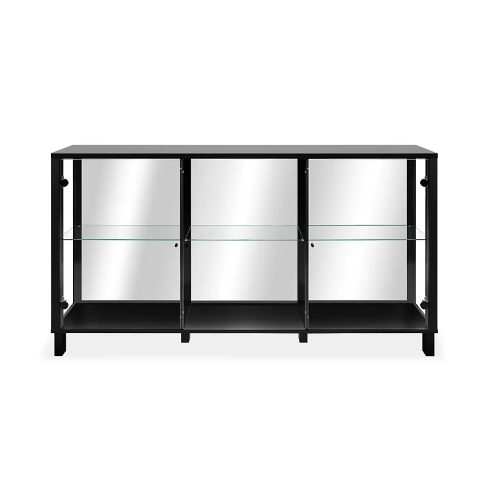 Buffet 3 portes vitrées et 3 étagères en verre L160cm - ALBI