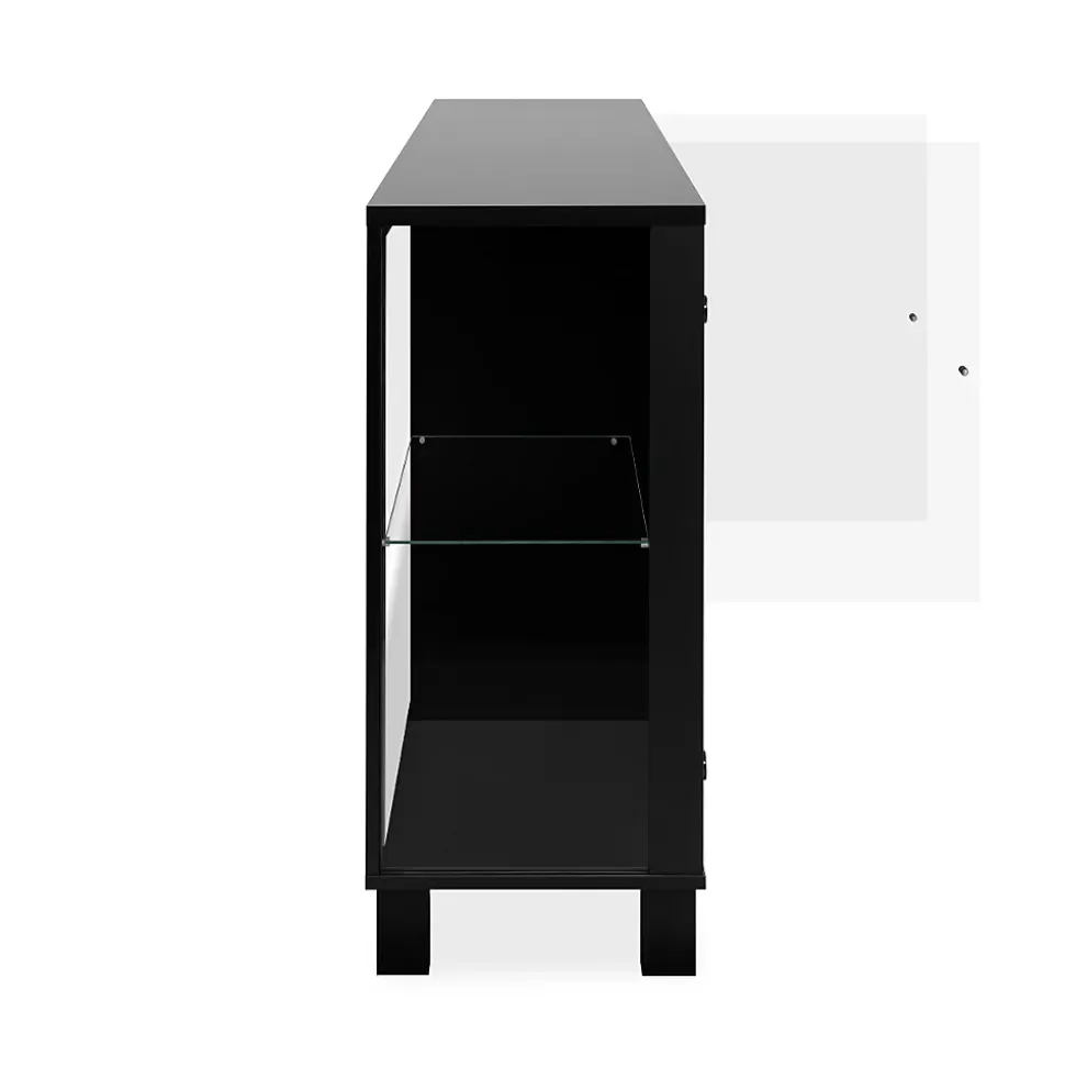 Buffet 3 portes vitrées et 3 étagères en verre L160cm - ALBI